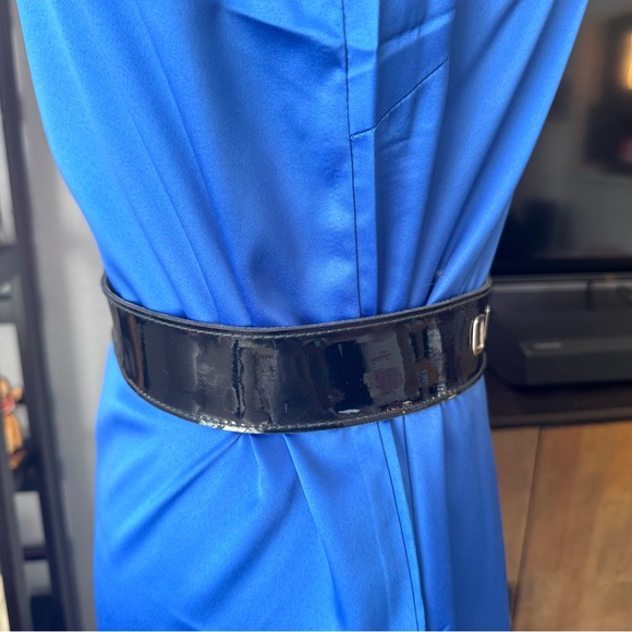 Calderon Black Patent Leather Belt with Silver Buckle main image 5